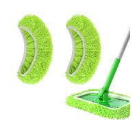 OUDQFCJ 2 Pièces Lingettes Lavables et Réutilisables, En Microfibre Humide et Sèche, Compatible avec Swiffer Sweeper, Swiffer Humides et Chiffons de Rechange pour Balai (Vert, Poignée Non Incluse)