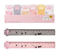 OUDQFCJ 2 pièces Règle Meow Ruler, regle 15 cm, regle legami, legami chat, pour mesurer, souligner et tracer des lignes nettes et précises, règle en forme de patte de chat, en plastique (15 cm)
