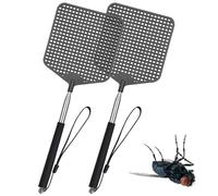OUDQFCJ 2 Pièces Tapette à Mouches carrée Extensible,Tapette à Mouches avec Poignée,Attrape-Mouches,Tapettes à Mouches Robustes,pour Mouches,Moustiques et Insectes,Noir