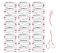 OUDQFCJ 24 Pièces Kit De Pochoir À Sourcils,Tampon À Sourcils,Kit De Modelage Pour Sourcils,12 Paires Modèle De Sourcil Réutilisable Pochoir De Forme Des Sourcils Avec set de 2 tondeuses à sourcils