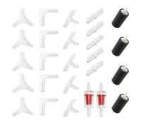 OUDQFCJ 26 pièces Accessoires de Pompe à air, Pierre à oxygène, Clapets anti-retour, Connecteurs en Forme de Y/T/L/I, Tuyau en Silicone (Transparent)