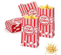 OUDQFCJ 30 pièces Sachet Popcorn en Papier, Sac Pop-corn Bags Pliable, Petites Boîtes pour Machine à Pop Corn, Party, Carnaval, Cinéma, Rétro Style Vintage (Petites) (Rayures Rouges et Blanches)