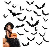 OUDQFCJ 48 Pièces Décorations Murales Chauve-Souris Halloween Autocollants 3D Effrayants Décorations de Fête pour Intérieur et Extérieur DIY pour Fenêtres et Portes