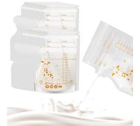 OUDQFCJ 50 pièces Sacs de Stockage Pré-stérilisés, Sacs de conservation du lait Anti-fuites, Double Fermeture à Glissière, Sacs de Congélation de 250 ml, Sachet Conservation, Poche avec Échelle