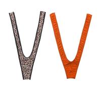 OUDQFCJ à String en V, 2 pièces, de sous-Vêtements de Cerf, Maillot de Bain de Borat pour Homme, Slip de Bain Homme, Noël (Léopard, Orange)