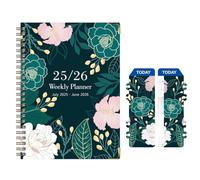 OUDQFCJ A5 Bloc-Notes Spirale 2025-2026 Planificateur Hebdomadaire et Mensuel de Juillet 2025 à Juin 2026 Couverture Artistique Papier Écologique Agenda Quotidien pour Bureau, École, Voyage (15x21 cm)