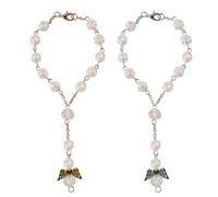 OUDQFCJ Ange Gardien Décoration Voiture, Pendentif Rétroviseur Auto, Accessoire Intérieur Voiture, Porte-Bonheur Auto, Chapelet Voiture pour Rétroviseur (Argent/Or)
