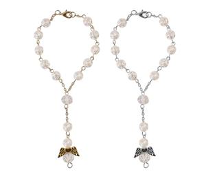 OUDQFCJ Ange Gardien Décoration Voiture, Pendentif Rétroviseur Auto, Accessoire Intérieur Voiture, Porte-Bonheur Auto, Chapelet Voiture pour Rétroviseur (Argent/Or)