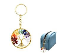 OUDQFCJ Arbre de Vie Porte Clef, Belle Ronde 7 Chakra Guérir Cristal Arbre de Vie Porte Clé Personnalisé Pierres Précieuses Pendentif Porte Clef Femme Chic pour Couple Amoureux Mère