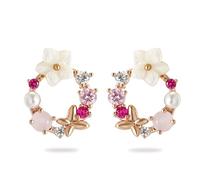 OUDQFCJ Boucles d'oreilles, Prévenir Les Allergies Zircon Femmes Boucles d'oreilles Stud, avec Le Papillon Jolie Fleurs Colorées Pearl, Party, Mariages