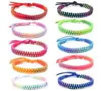 OUDQFCJ Bracelet d'amitié Faits Main, Bracelet Brésilien Réglable pour Femmes Hommes Enfants, Bracelet en Tissu Tressé Bracelet Cheville (10 Couleurs) (Multicolore)