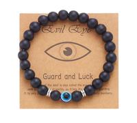 OUDQFCJ Bracelet élastique de protection œil du mauvais œil de 6 mm avec pierre naturelle pour homme fait à la main et bracelet pour homme, Mittel 19cm, non, Pas de gemme
