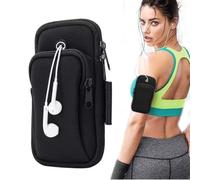 OUDQFCJ Brassard de Sport, 1 pièce avec ouverture écouteurs, Bracelet pour téléphone Universel, Smartphone Porte Telephone, Running Pochette Portable, pour la Course Pied Fitness (Noir)