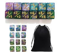 OUDQFCJ Dés 12 pièces avec comptage positif et négatif, dés de loyauté avec pochette en polaire pour les accessoires de jeux de cartes
