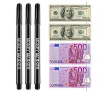OUDQFCJ Détecteur De Faux Billets, Stylo Vérificateur De Billet De Banque Professionnel, Stylo Faux Billets Euros, Lot de 3, Pour Euro, Dollar, Livre Sterling Et Monnaies Internationales