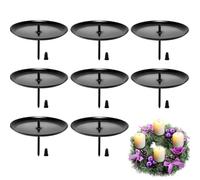 OUDQFCJ Ensemble de 8 bougeoir noel pour couronne de l'Avent, support bougie à piquer noir en métal 7,5 cm pour bougie de l'avent, décoration de table, bougeoir de noel