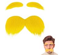 OUDQFCJ Ensemble Moustache et Sourcils Jaunes Autocollants Moustache Fausse Lorax Déguisement Barbe Fausse pour Hommes Femmes Soirées Originales (Jaune)