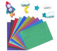 OUDQFCJ Feutrine Loisir Créatif, Feuille de 10 Couleurs, Tissu en Feutre, Épaisseur 2mm (20 x 30 cm), Feutrine Noire Blanche Verte Rouge Marron Orange Violet Jaune Bleu, Pour Noël Et Halloween