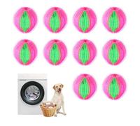 OUDQFCJ Lot de 10 boules pour enlever les poils d'animaux dans la machine à laver, avec filtre anti, attrape et piège à peluches, réutilisable et en forme de ballon, accessoire poil chat (rose + vert)