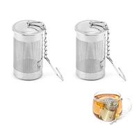 OUDQFCJ Lot de 2 passoires à thé pour thé en Vrac Deux Tailles Facile à Nettoyer avec Longue chaîne Réutilisable en Acier Inoxydable 304 Trous de Filtration Fins Filtre à thé avec Couvercle pour