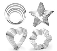 OUDQFCJ Lot de 20 pièces Emporte-pièces en Acier Inoxydable, Moules à biscuits de Pâques, Cœur, Étoile, Fleur, Rond, Pâtisserie, Fondant, Biscuit, Cookie, Chocolat
