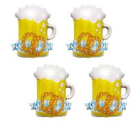 OUDQFCJ Lot de 4 Ballons Bière Anniversaire, XXL Ballon en Forme de Chope de Bière, Ballon en Aluminium pour Décoration Oktoberfest 2025, Fête de Bar, Set de Ballons Décoratifs Bavarois