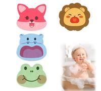 OUDQFCJ Lot de 4 éponges de bain bébé Éponge douce pour enfants Forme cartoon Design mignon pour bébé et enfant
