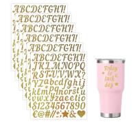 OUDQFCJ Lot de 6 feuilles d'autocollants dorés brillants en vinyle, résistants aux intempéries, lettres adhésives DIY pour porte, boîte aux lettres, texte souhaité