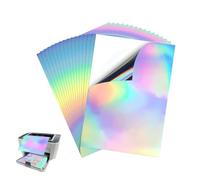 OUDQFCJ Papier Autocollant Holographique, 12 Feuilles, Revêtement Cubique, Papier Stickers Vinyle Imprimable, Format A4 (21 x 30 cm), Séchage Rapide, Imperméable, Pour Imprimante à Jet d'Encre/Laser