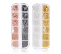 OUDQFCJ Perles Ongles Demi Rond, Bijoux Nail Art Perles, Perle Décorations, Couleur Or Argent (Tailles Variées) (Quatre Couleurs)