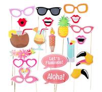 OUDQFCJ Photobooth Tropical Summer Party Decor Accessoire Deguisement Masquerade Ete Decoration Flamingo Party Photo Booth Props Décorations de Fête Hawaïen Plage (20pcs)