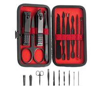 OUDQFCJ Pince à épiler et coupe-ongles, 10 pièces, sourcils pour cils, poils du visage, cheveux incarnés, et écharde, Outils de beauté et kit pour hommes et femmes, avec mallette de voyage
