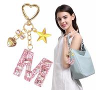 OUDQFCJ Porte-clés lettre rose avec initiale avec lettres pour filles et femmes