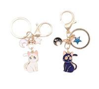 OUDQFCJ Porte-clés Sailor Moon Set - Porte-clés Anime - Figurine Chat Kawaii & Charme Magique pour Sac, Téléphone, Voiture - Souvenir Idéal pour Filles & Amoureux des Chats