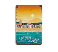 Oudrspo Affiche de voyage Saint Jean De Luz Vintage Tin Sign 8X12Inch Home Office Kitchen Pub Club Cafe Bar Farm Restaurant Collection Metal Wall Art Retro Plaque