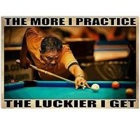 Oudrspo Affiche vintage en métal et aluminium représentant un billard Efren Rey « Plus je m'entraîne, plus j'ai de chance » (20 x 30 cm)