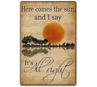 Oudrspo Affiche vintage « Here Come The Sun and I Say It All Right » en métal et aluminium, 30,5 x 40,6 cm, décoration murale