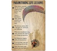 Oudrspo Affiches cadeaux de décoration inspirantes, leçons de vie de paramoteur, panneaux en étain en métal, Plaque de Club de paramoteur, décoration murale pour amoureux de la maison, 8x12 pouces