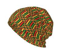 Oudrspo Africain Ghana Kente Materials1 Chapeau Adulte Crâne Cap Chaud Slouchy Tricot Chapeau Chapeaux Cadeau Créatif pour Hommes Femmes Noir