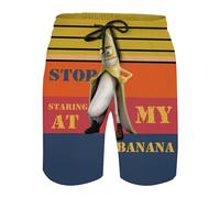 Oudrspo Arrêtez de Regarder ma Banane Short de Bain Amusant pour Homme à séchage Rapide avec Doublure en Maille et Poches