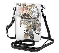 Oudrspo Attrape-rêves avec Fleur Rose Femmes téléphone Portable Sac à Main en Cuir Sac à bandoulière Pochette téléphone Sac