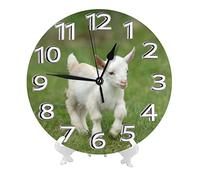 Oudrspo Bébé Chèvre Horloge Murale Silencieuse Non-Ticking Horloge Murale Salle De Bains Cuisine Horloge 10in
