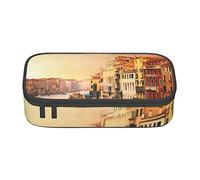 Oudrspo Belle Vue sur Le Canal de Venise imprimé Pochette à Crayons Durable étui à Papeterie avec Compartiment à Fermeture éclair étui à Crayons Portable de Grande capacité
