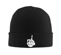 Oudrspo Bonnet de Ski en Tricot Noir avec Doigt d'honneur Noir - Bonnet d'hiver Classique et Chaud pour Femmes et Hommes