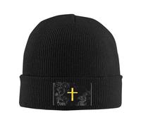 Oudrspo Bonnet en Tricot avec Croix chrétienne Jésus pour Femme et Homme, Chapeau Chaud d'hiver, Doux et Extensible, Bonnet de Ski Unisexe