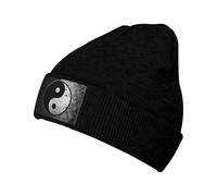 Oudrspo Bonnet tricoté en Forme de Champignons Rouges Taoist Yin Yang Tai Chi1, Bonnet de Luge Unisexe, Bonnet à Revers Doux et Chaud en Tricot
