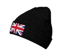 Oudrspo Bonnet tricoté Noir avec Drapeau Anglais du Royaume-Uni pour Homme, Couvre-Chef Unisexe