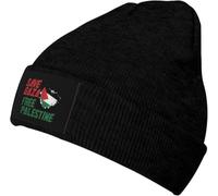 Oudrspo Bonnet Unisexe d'hiver Noir Save Gaza Free Palestine, Bonnet tricoté épais et Chaud, Chapeau Souple et Extensible en Forme de tête de Mort