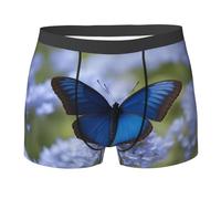 Oudrspo Boxer élastique de qualité supérieure Absorbant la Transpiration, Motif Papillon Bleu Violet, sous-vêtements Confortables et Respirants pour Hommes