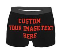Oudrspo Boxer personnalisé, caleçon personnalisé pour Homme avec Logo de Texte d'image propriété personnalisée du sous-vêtement nommé, Cadeau Amusant pour Homme, Petit ami, Saint Valentin